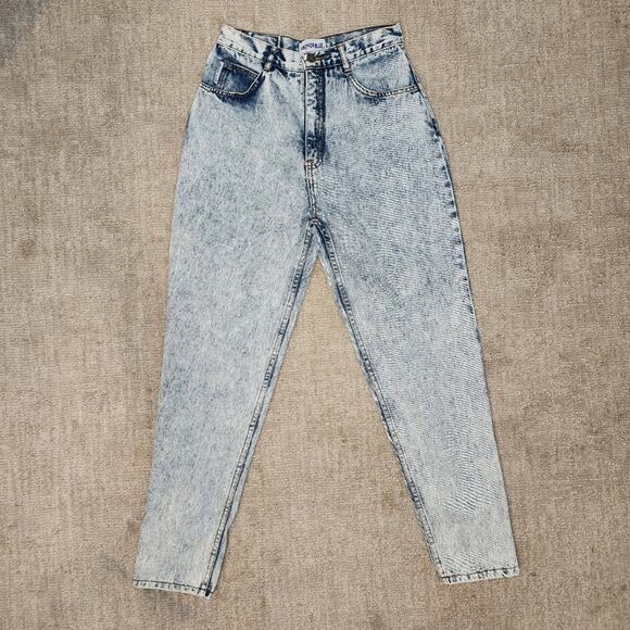 Vintage Acid Wash Anchor Blue Bow Zip Ankle Jeans - Picture 1 of 6